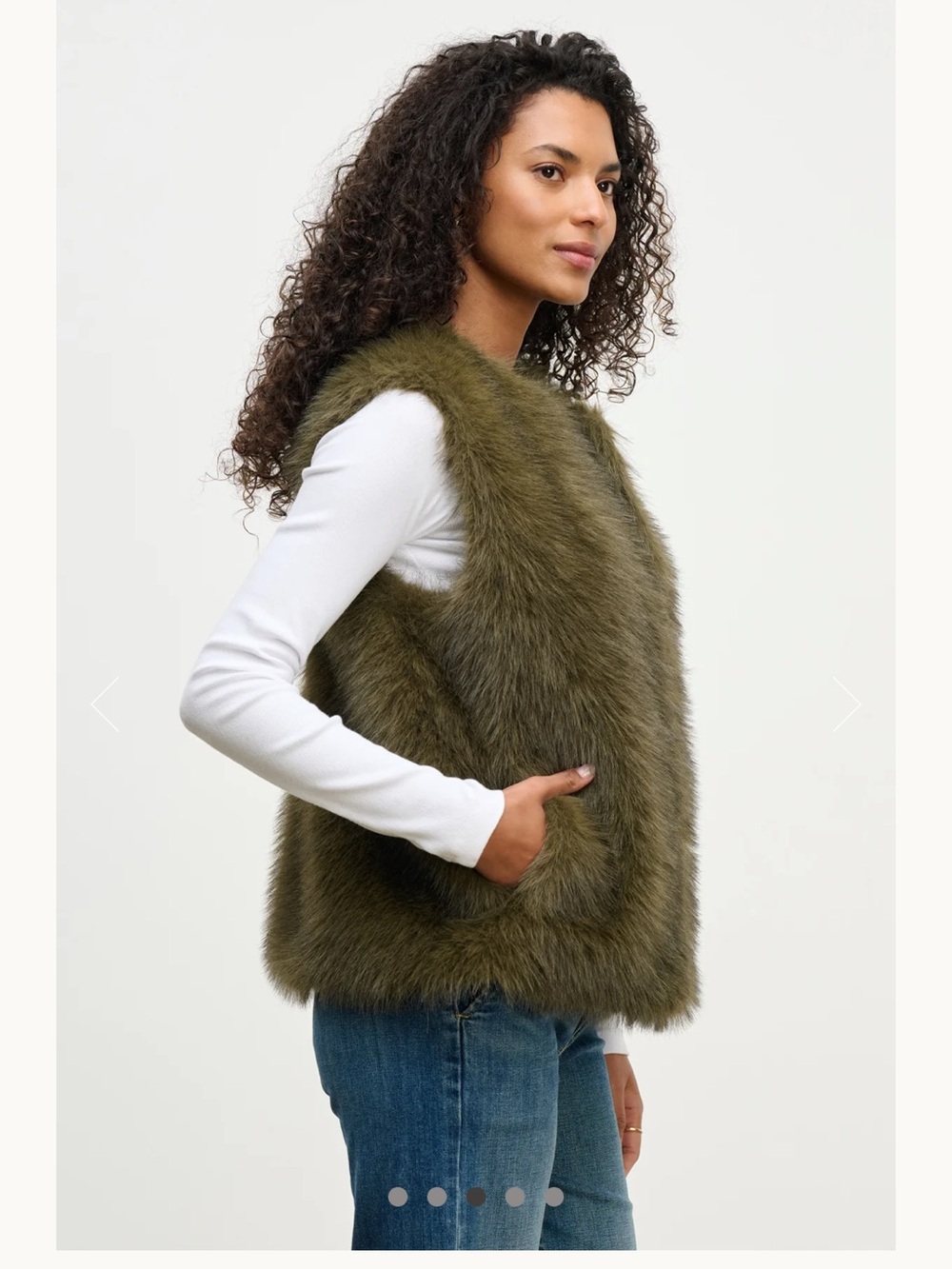 Anastasia Olive Green Faux Fur Vest
